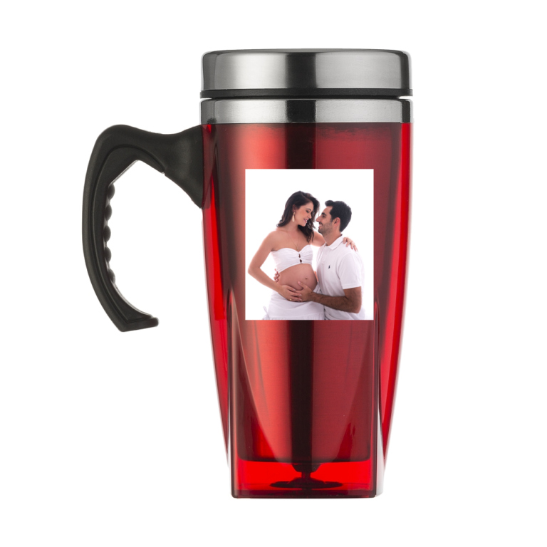 Caneca Acrílica 450ml Personalizada com Foto Cor Vermelha