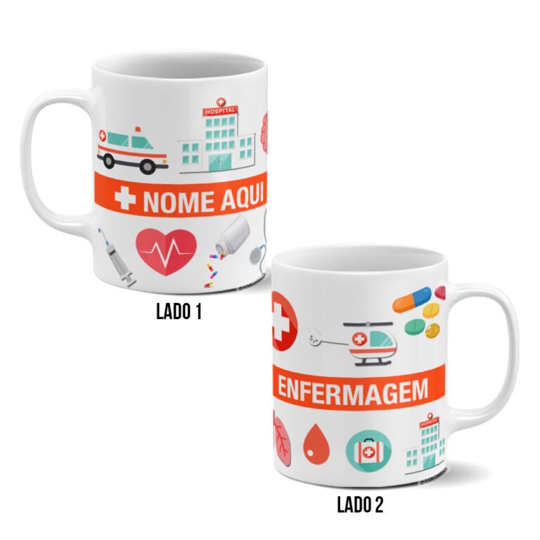 Caneca Personalizada com estampa enfermagem para brindes