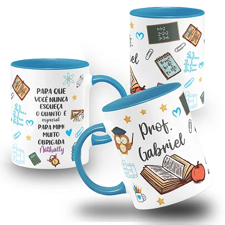 Caneca Personalizada com nome do Professor e nome da Aluna