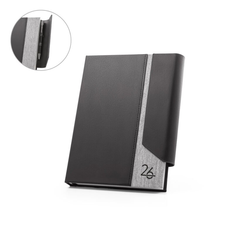 66214-AUSTEN A5. Agenda A5 em PU (58% reciclado) e PET reciclado (100% rPET) 300D