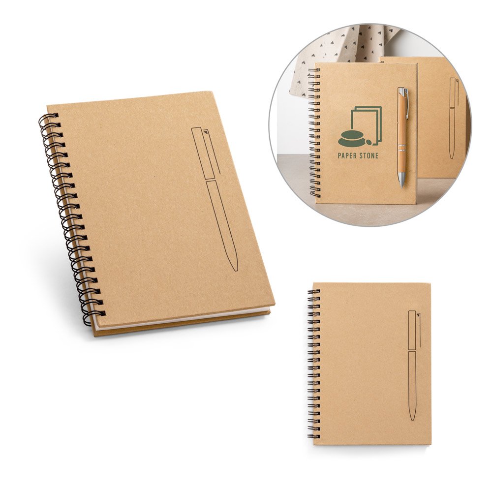 93419-ROCK. Caderno em papel kraft com folhas lisas em papel pedra (120 g/m²)