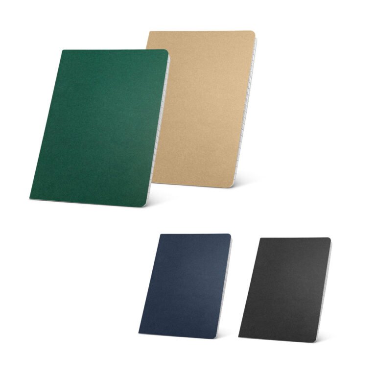 93495-ECOWN. Caderno A5 em cartão kraft reciclado com folhas pautadas
