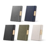 93585-MÁRQUEZ. Caderno A5 em tecido poliéster 100% reciclado (100% rPET) com folhas pautadas
