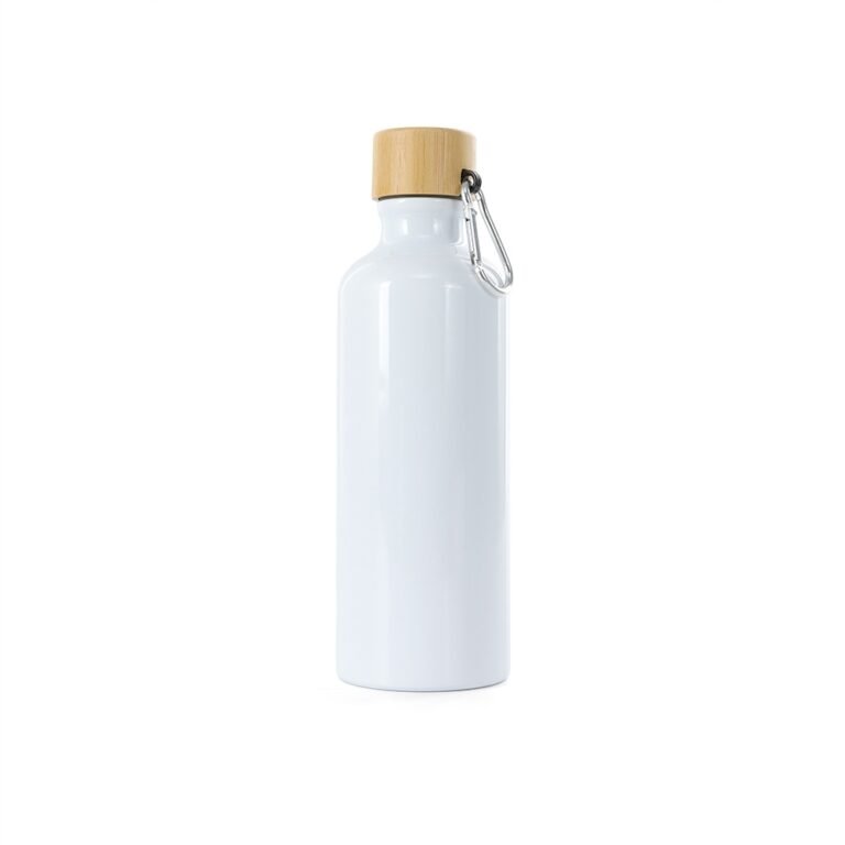 06018-GARRAFA ALUMÍNIO 500ML TAMPA BAMBU