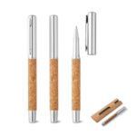 91783-ANDREW. Roller com corpo em aço inox 90% reciclado e cortiça com clipe