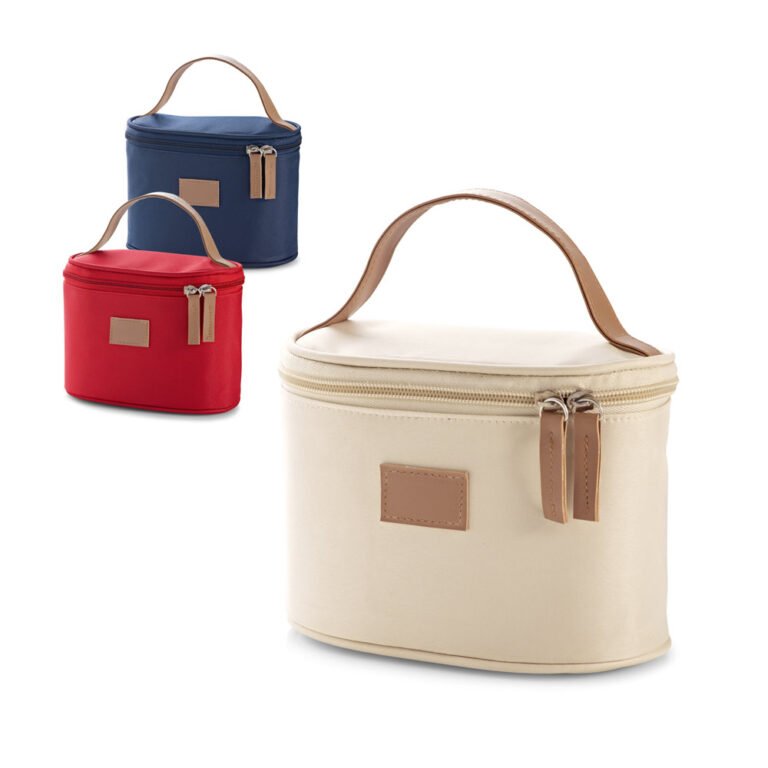 92715-CROWE. Bolsa de cosméticos em microfibra com detalhe em c.sintético