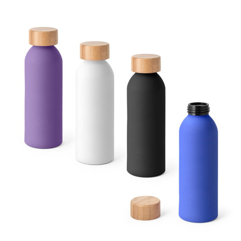 94256-QUETA SOFT. Squeeze em alumínio com tampa em bambu 550 mL
