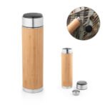 94296-JOSHUA. Squeeze térmico em aço inox reciclado e bambu com termómetro digital 430 mL