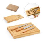 94339-MUGWORT. Conjunto de tábuas em bambu com 3 facas inclusas