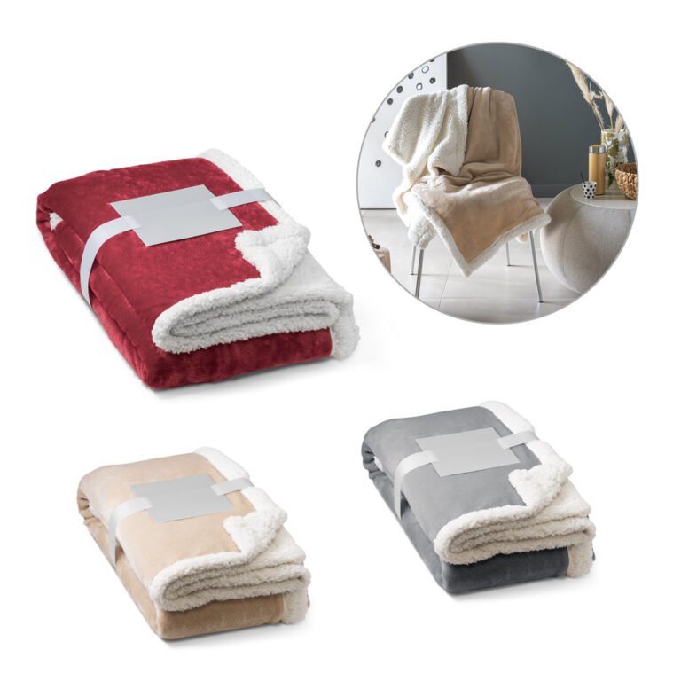 99078-HEIDEN. Manta reversível em tecido polar (190 g/m²) acetinado com forro sherpa (225 g/m²)