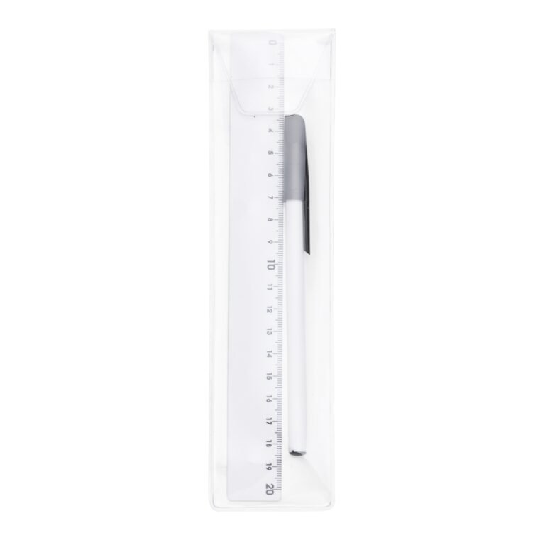 11826-KIT REGUA PLASTICA E CANETA PLASTICA C/ TAMPA