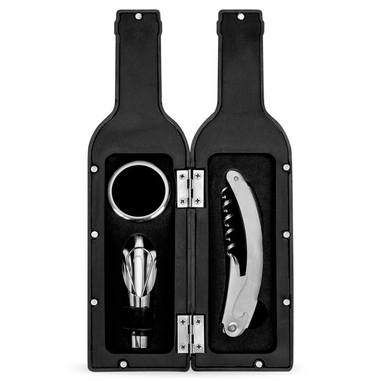 11871-KIT VINHO PLÁSTICO RESISTENTE 3 PEÇAS FORMATO GARRAFA