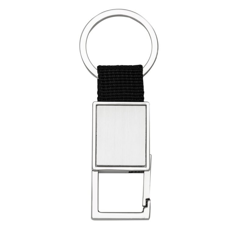 12195-CHAVEIRO METAL RETANGULAR C/ NYLON PRETO