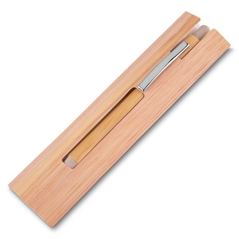 14672-CANETA BAMBU C/ ESTOJO PAPEL