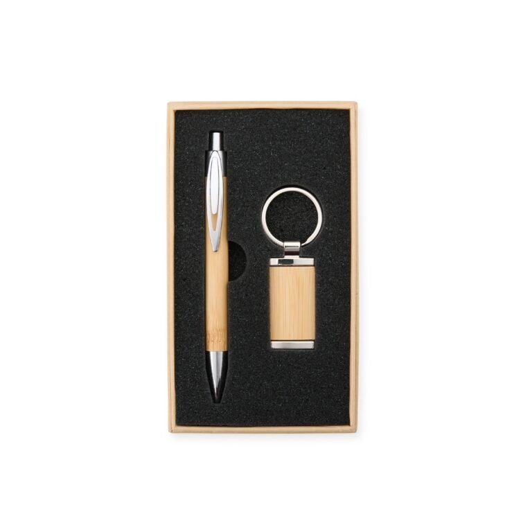 18835-KIT CANETA E CHAVEIRO BAMBU