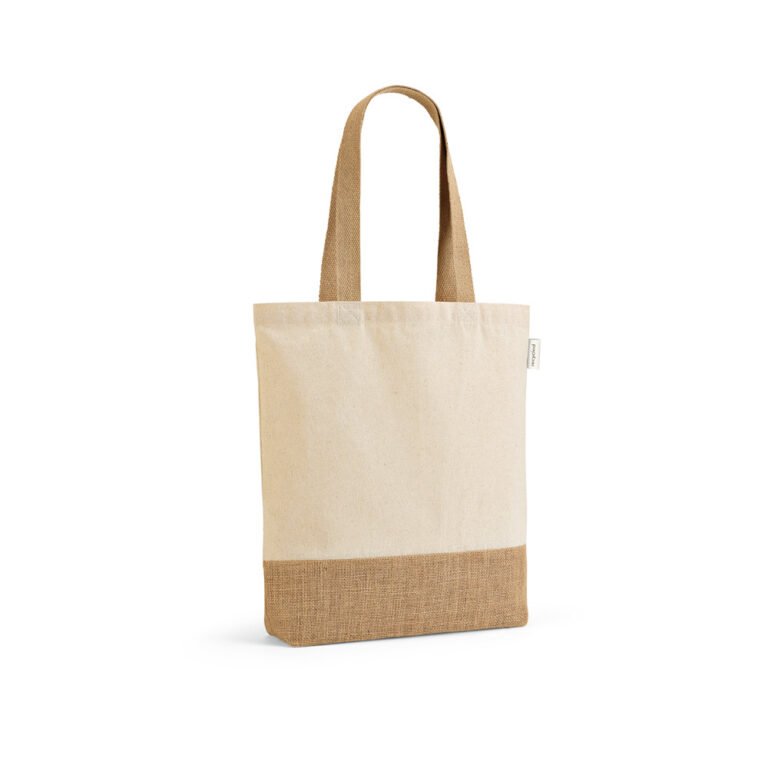 92345-MALDIVAS. Sacola em 70% algodão reciclado e 30% poliéster reciclado (180 g/m²) com base em juta