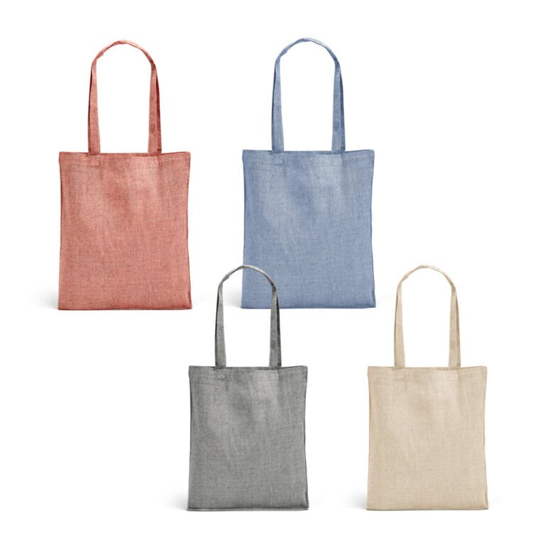92920-RYNEK. Sacola dobrável em 70% algodão reciclado e 30% poliéster reciclado (140 g/m²) sem tingimento