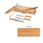 93844-BOTTURA. Kit churrasco em estojo de bambu com 6 peças em aço inox e bambu
