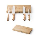 94111-KOERPER. Kit churrasco em caixa bambu com 4 utensílios em aço inox e bambu