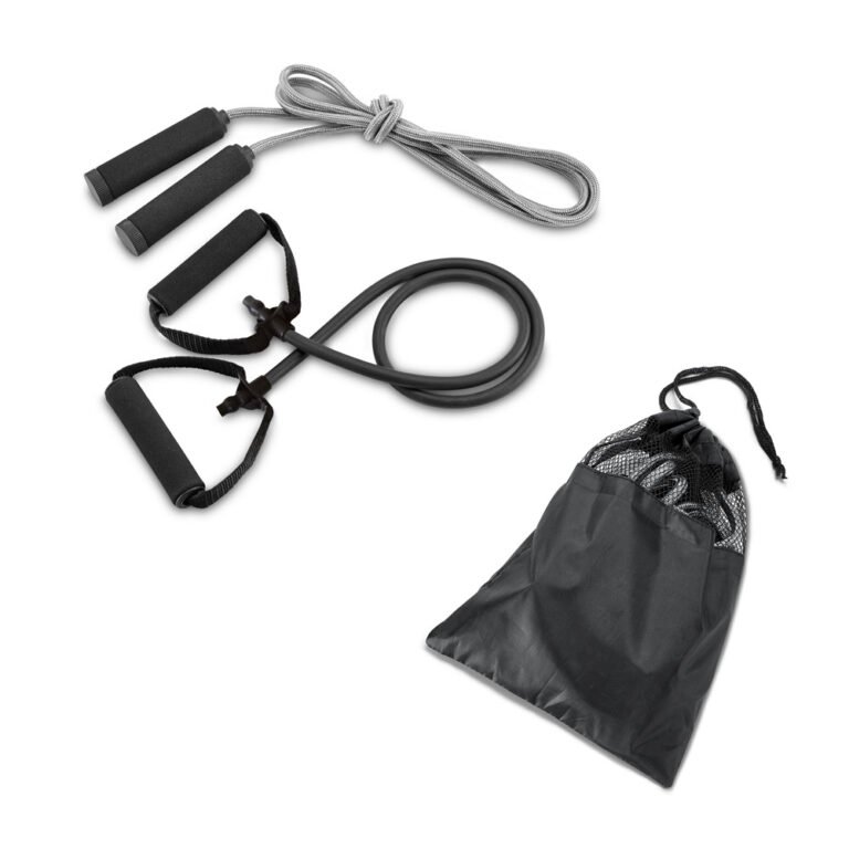 98086-BRADY. Kit fitness composto por elástico e corda de pular