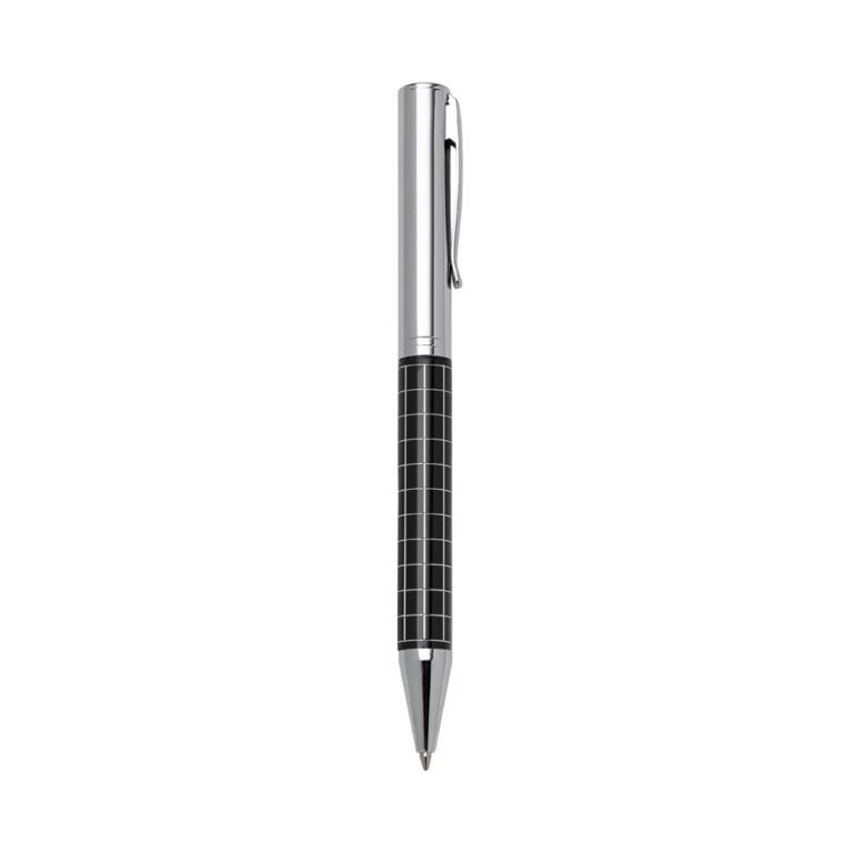 ER201B-CANETA METAL C/ DET QUADRICULADO